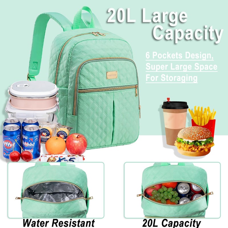 Weitars Lunch Backpack For Women Men,20L Cooler Backpack Insulated Lunch Bag For Women With Side Pockets Waterproof,Meal Prep Backpack,Adult Backpack Cooler For Lunch Picnic Hiking Camping Beach - Image 3